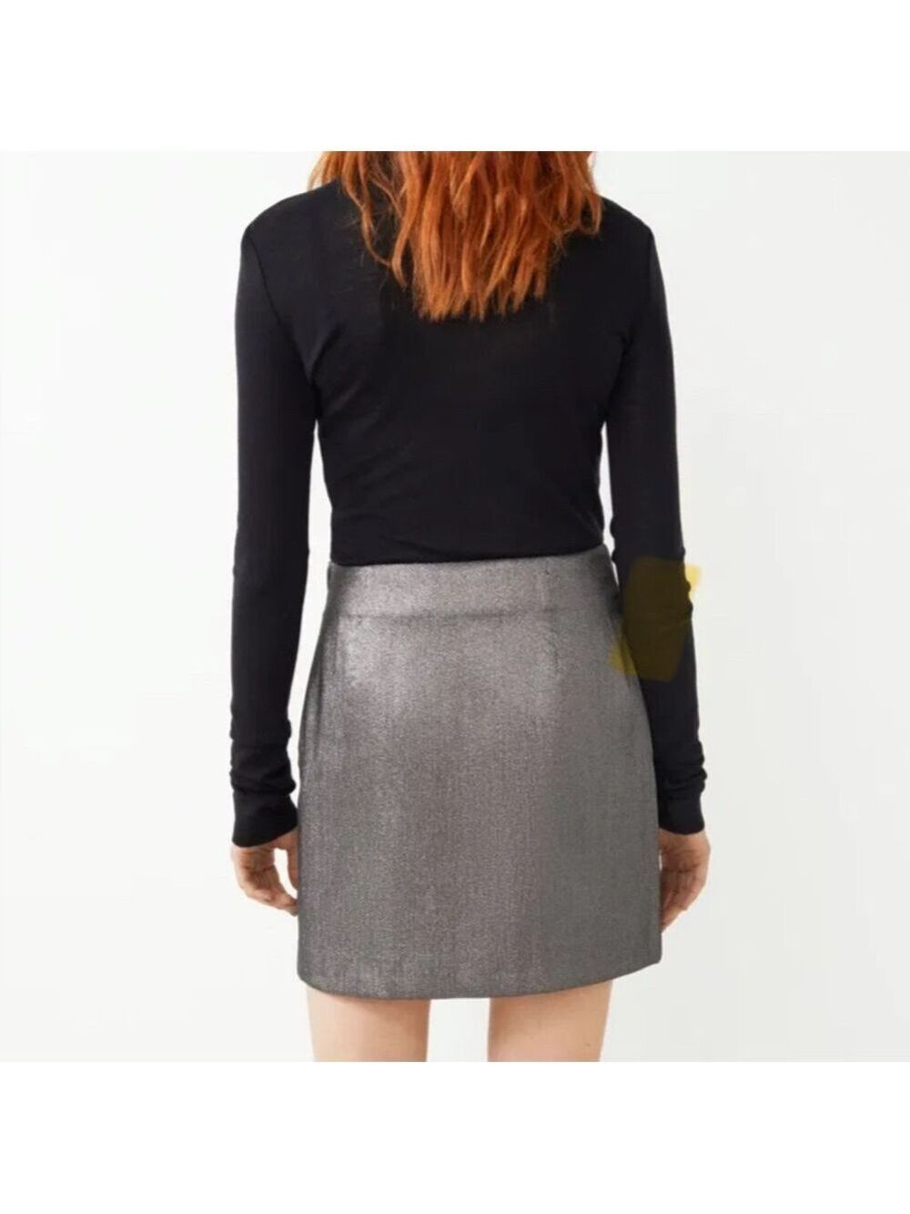 & OTHER STORIES Metallic Mini Skirt Pewter, Minimalist, Holiday party, sz EU 36 - Picture 6 of 10